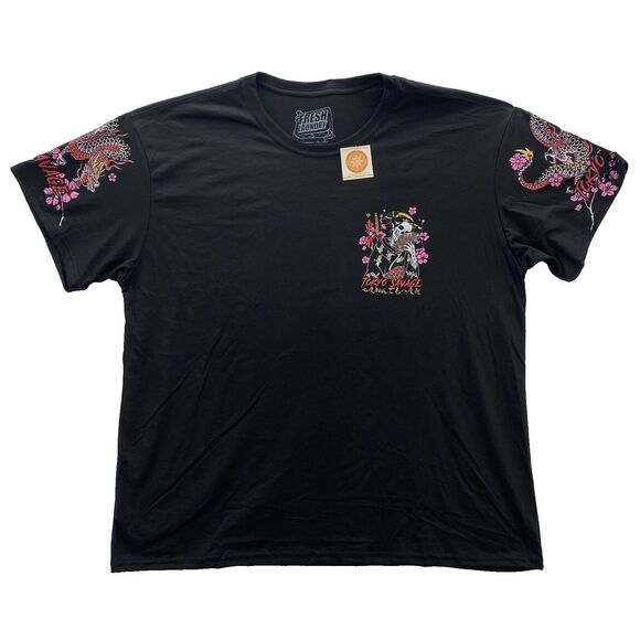 Fresh Laundry T Shirt Mens 3XL Black Skeleton Tokyo Savage Dragon Cherry Blossom - Picture 3 of 7